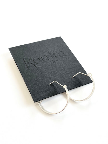 Silver Half Circle Textured Earrings