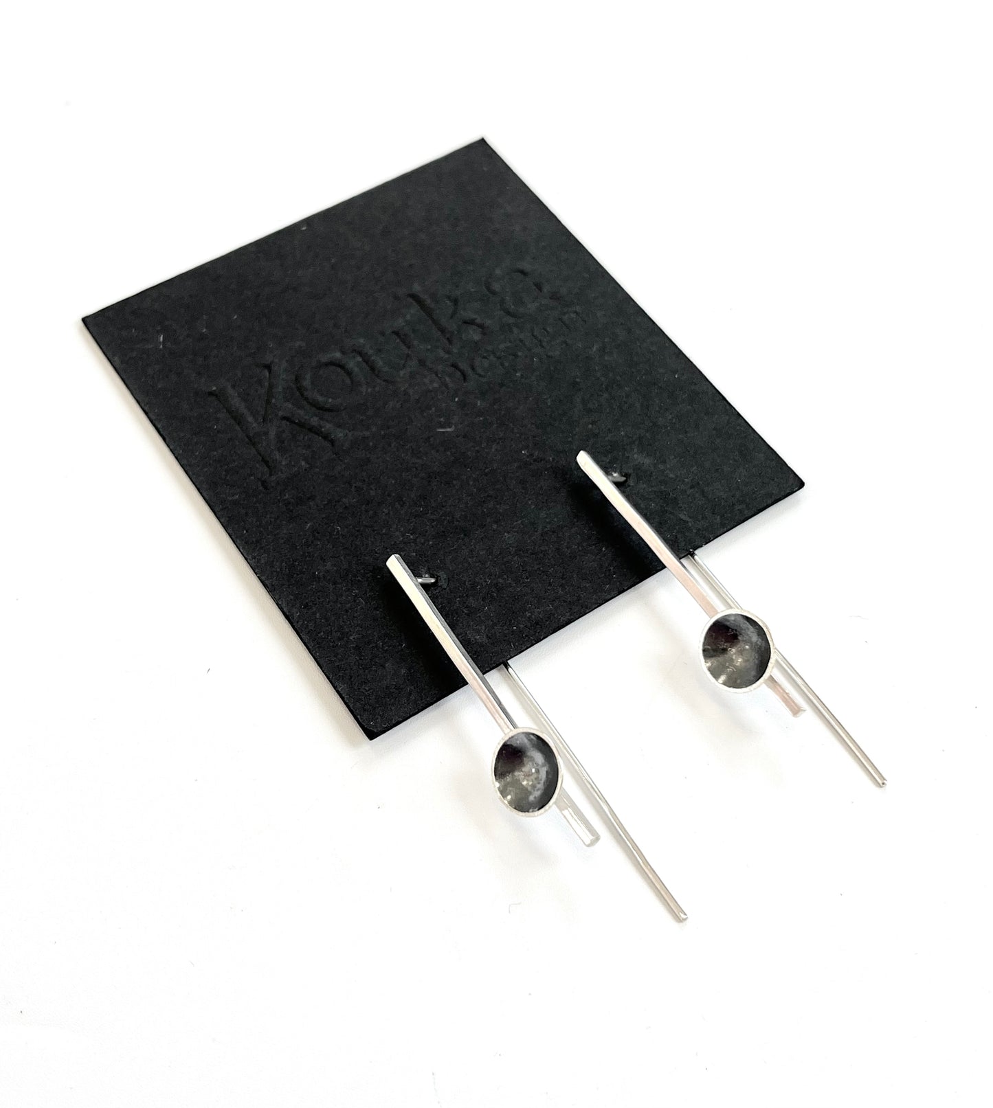 Silver Bar with Oxidised Cup Earrings