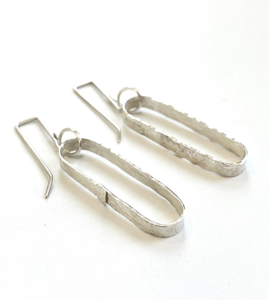 Silver Wide Wrap Oblong Earrings