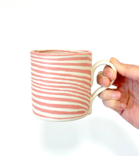 Ceramic Nerikomi Mug - Large - Pink Stripes