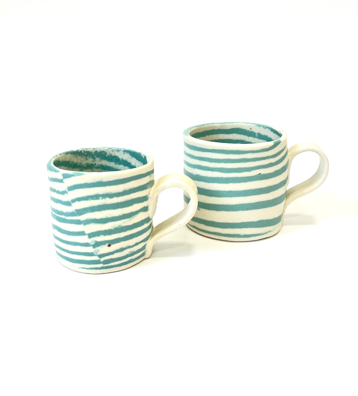 Ceramic Nerikomi Mug - Small - Turquoise Stripes