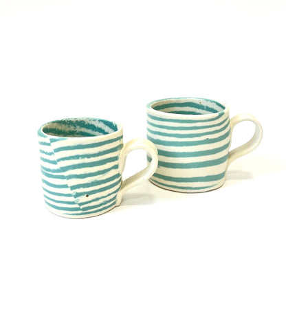 Ceramic Nerikomi Mug - Small - Turquoise Stripes