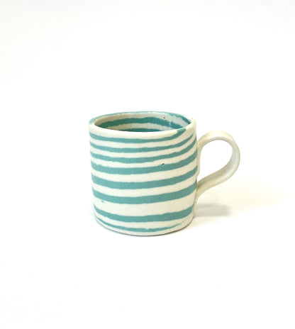 Ceramic Nerikomi Mug - Medium - Turquoise Stripes