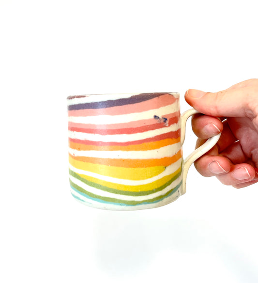 Ceramic Nerikomi Mug - Medium - Rainbow Stripes