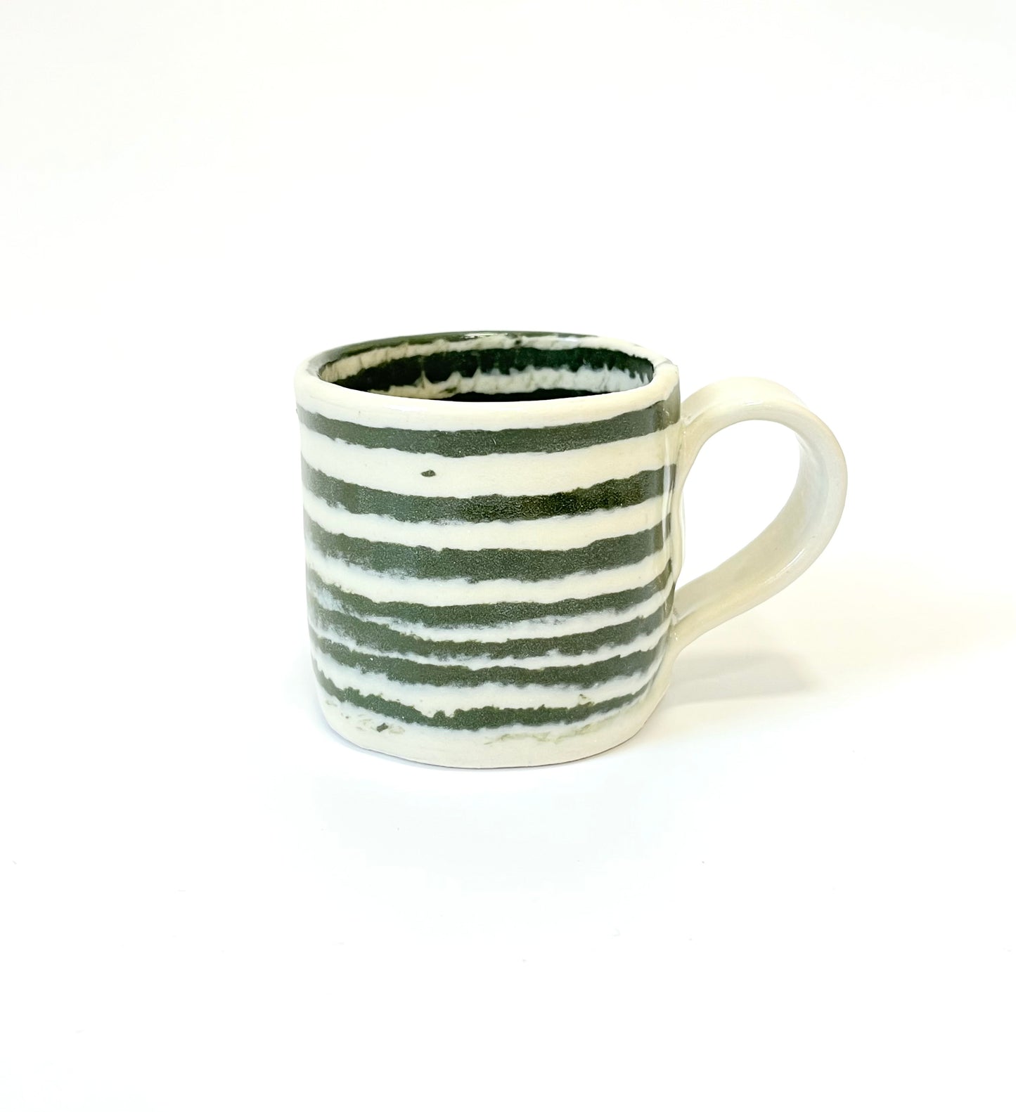 Ceramic Nerikomi Mug - Small - Dark Green stripes