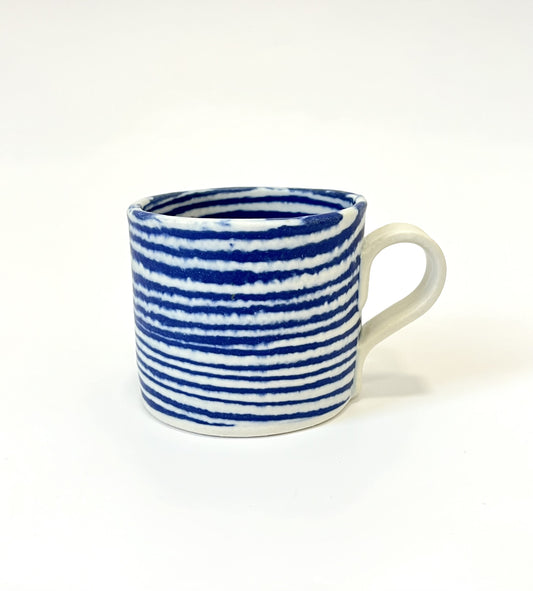 Ceramic Nerikomi Mug - Medium - Dark Blue Stripes
