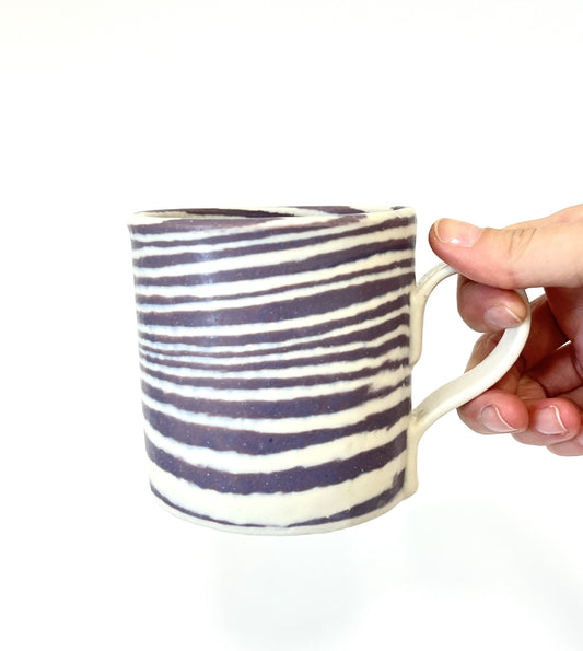 Ceramic Nerikomi Mug - Large - Purple Stripes