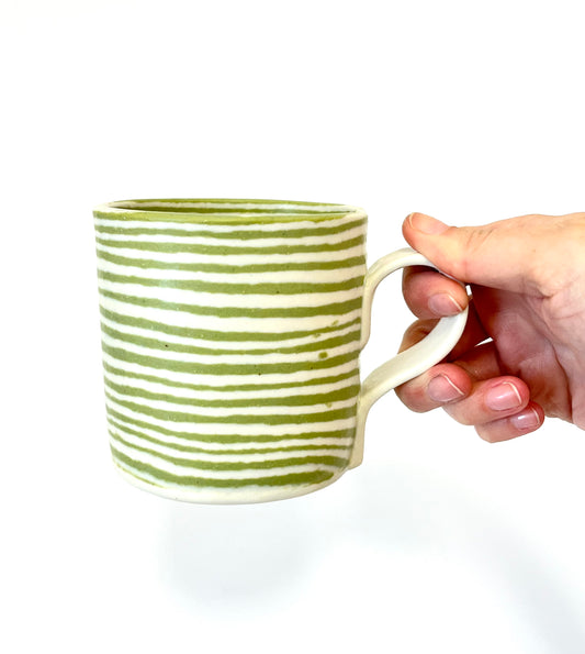 Ceramic Nerikomi Mug - Large - Green Stripes