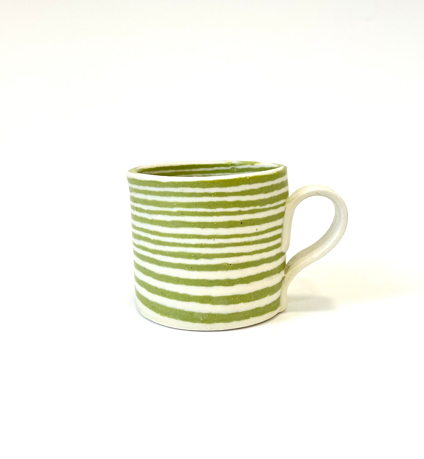Ceramic Nerikomi Mug -Medium - Light Green Stripes