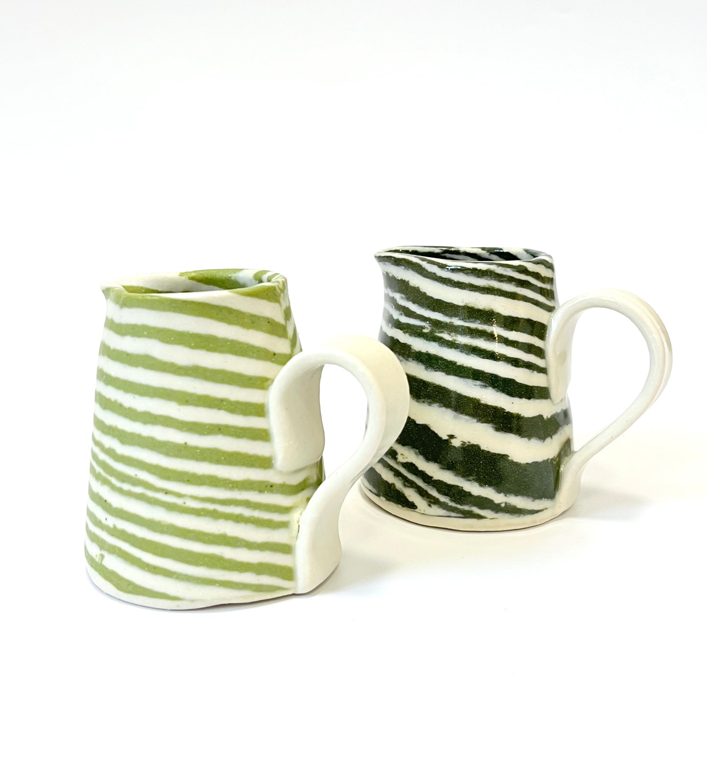 Ceramic Nerikomi Jug - Small - Dark Green Stripe