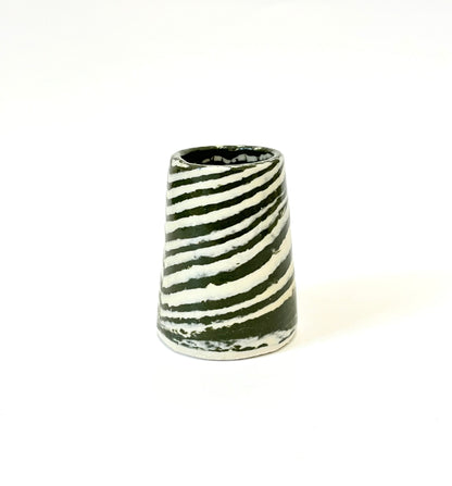 Ceramic Nerikomi Vase - Tiny - Dark Green Stripe