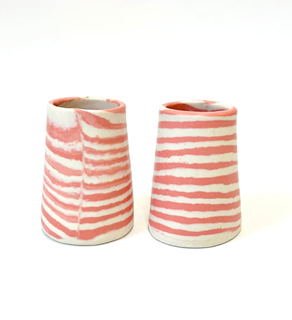 Ceramic Nerikomi Vase - Tiny Pink stripe