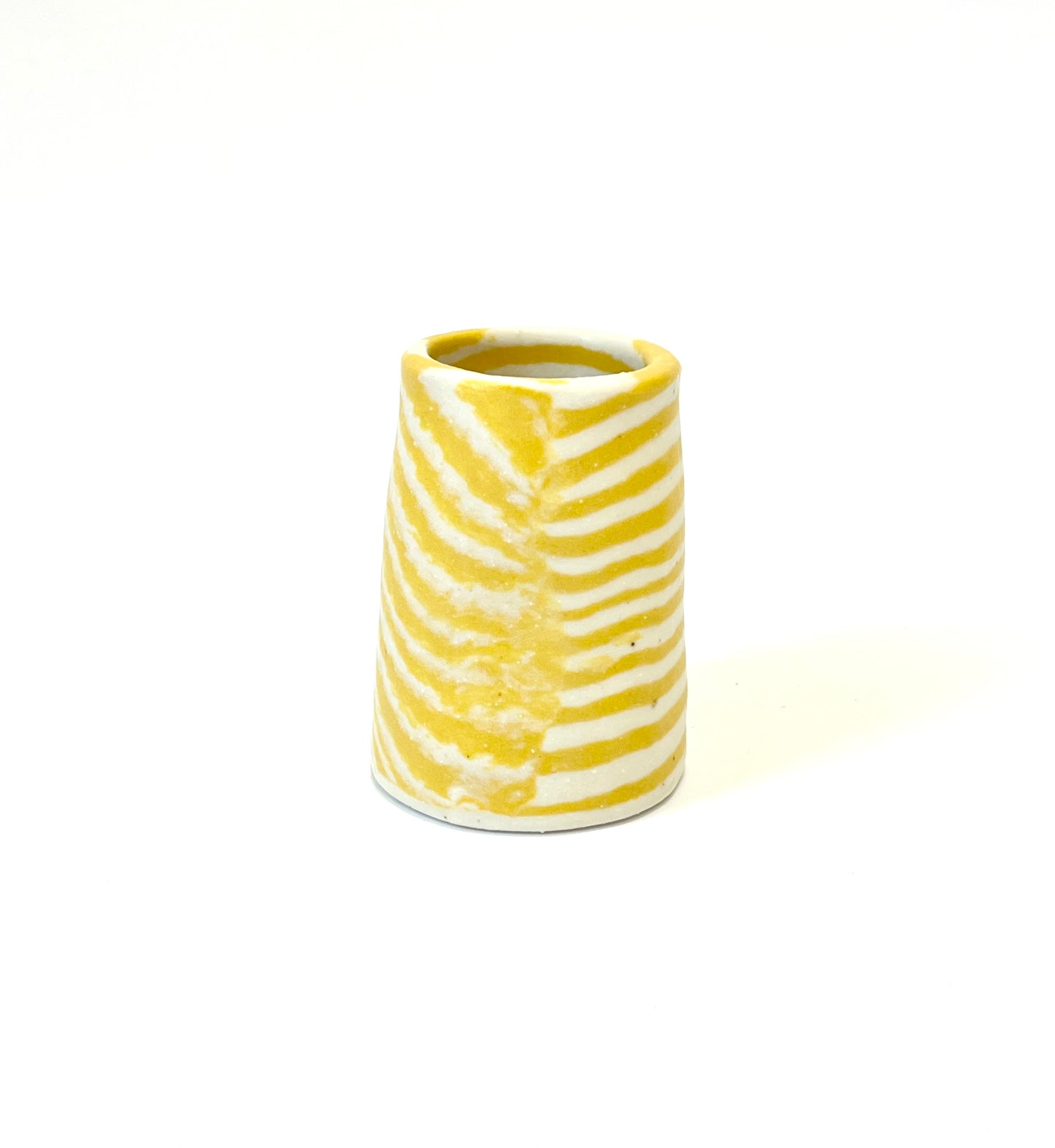 Ceramic Nerikomi Vase - Tiny - Mustard Stripe