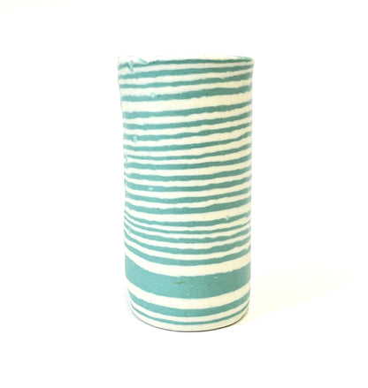 Ceramic Nerikomi Skinny Vase - Large - Turquoise Stripe