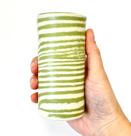 Ceramic Nerikomi Vase - Medium - Light Green