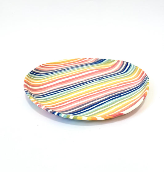 Ceramic Nerikomi Plate - Large - Rainbow Stripe