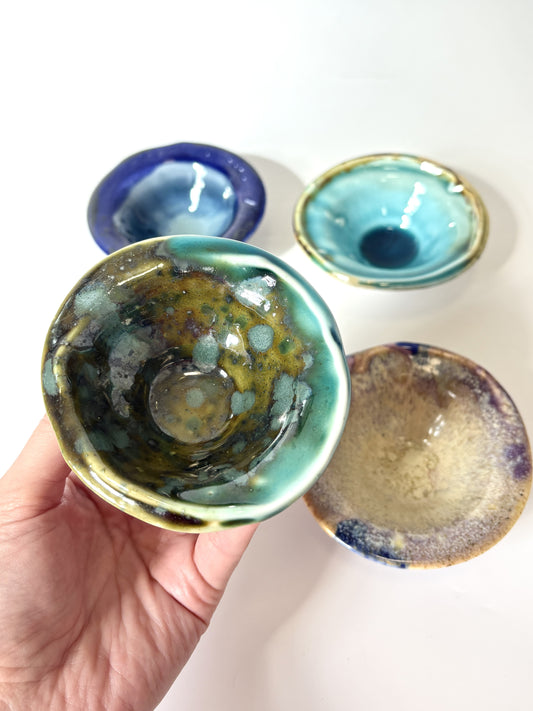 Small Round Colourful Porcelain dish - assorted