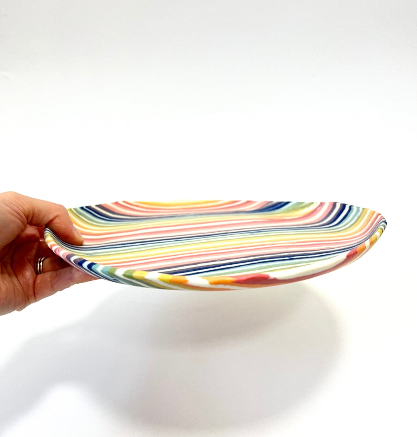 Ceramic Nerikomi Plate - Large - Rainbow Stripe