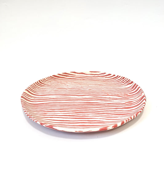 Ceramic Nerikomi Plate - Large - Red Stripe