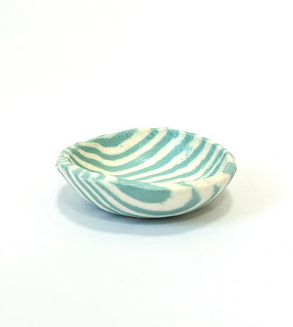 Ceramic Nerikomi Tiny Dish - Turquoise Stripes