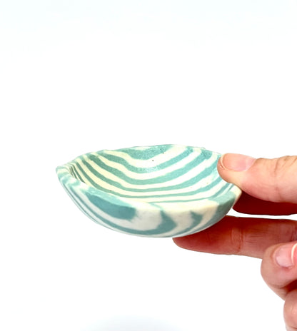 Ceramic Nerikomi Tiny Dish - Turquoise Stripes