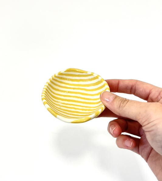 Ceramic Nerikomi Tiny Dish - Mustard Stripe