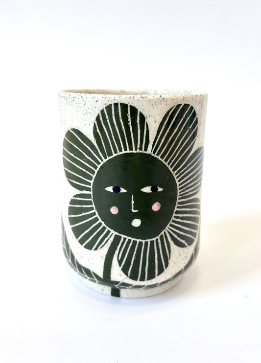 Ceramic Cup by Studio Soph - Green Flower "Bitch I'm Blooming"