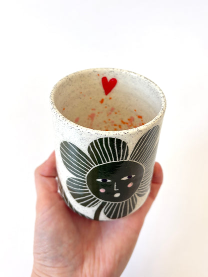 Ceramic Cup by Studio Soph - Green Flower "Bitch I'm Blooming"