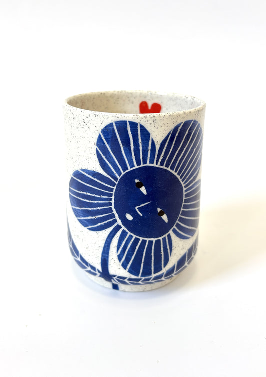 Ceramic Cup by Studio Soph - Blue Flower "Bitch I'm Blooming"