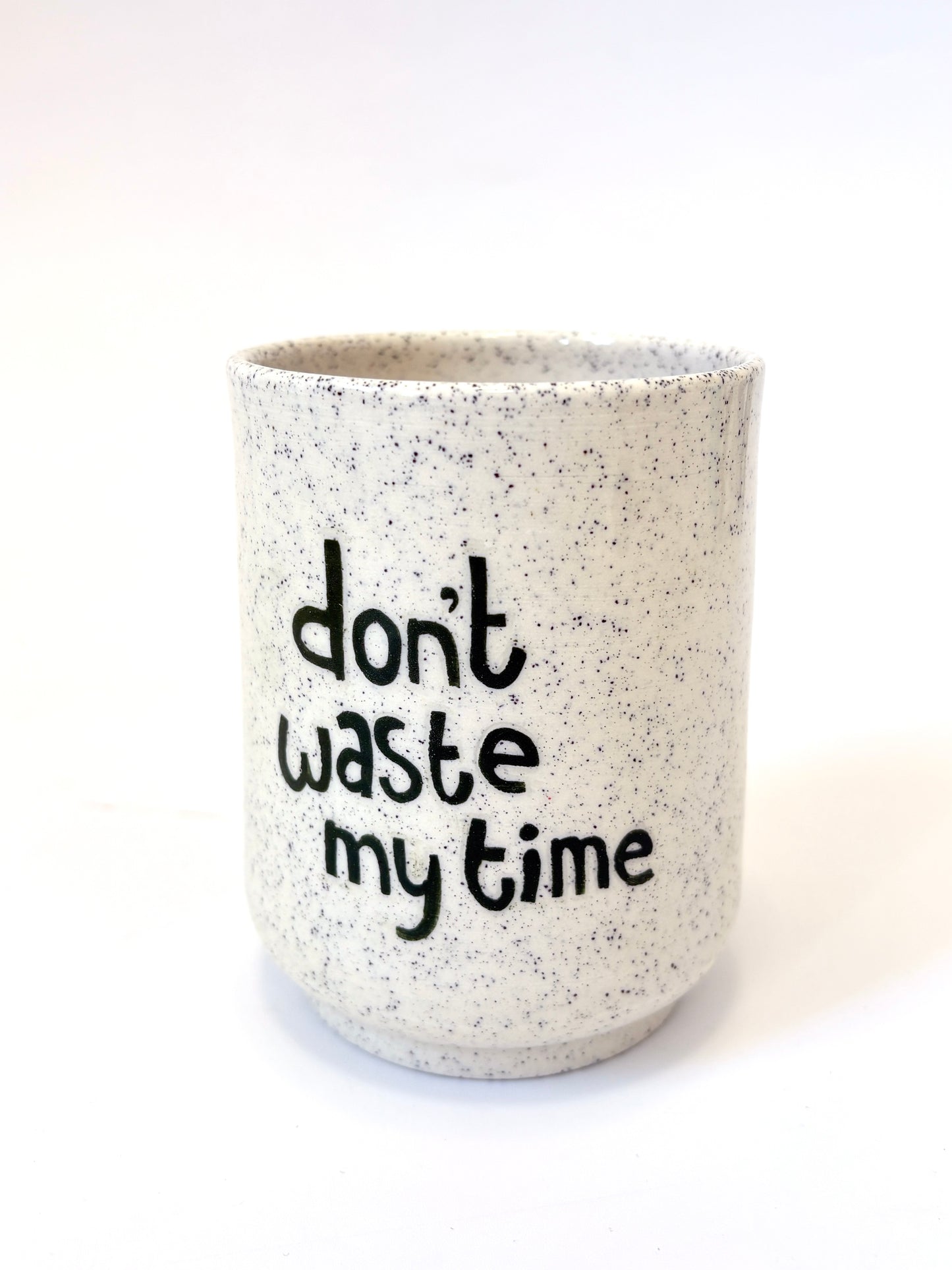 Ceramic Cup by Studio Soph - Green Flower "Don't Waste My time"