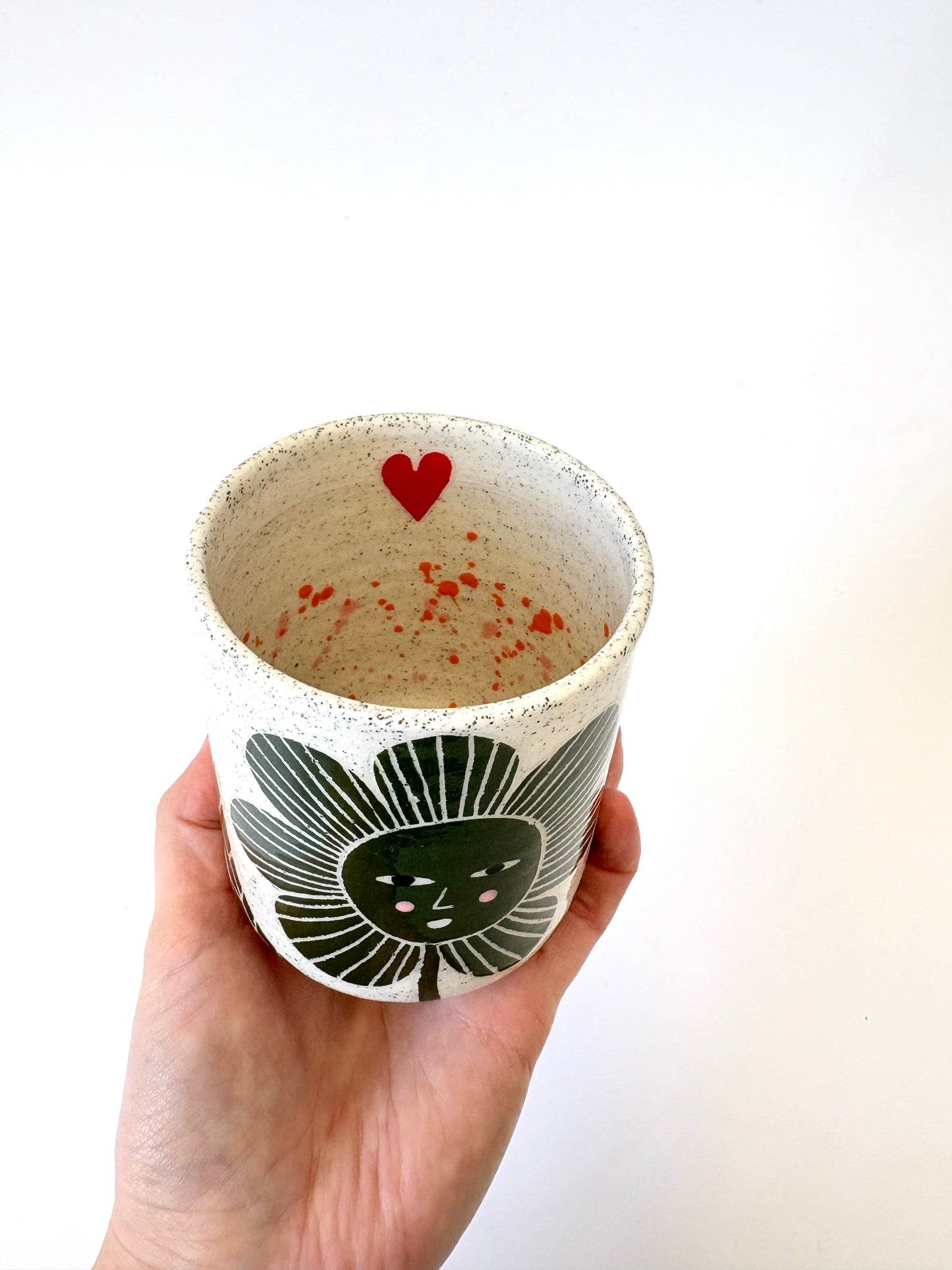 Ceramic Cup by Studio Soph - Green Flower "Don't Waste My time"