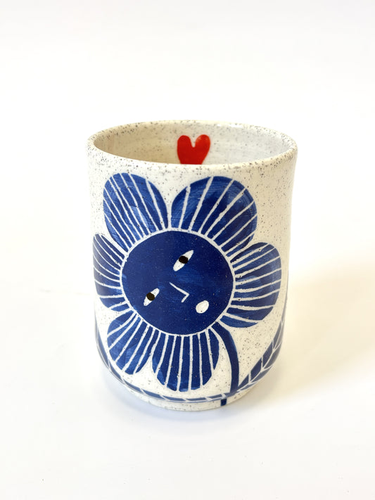 Ceramic Cup by Studio Soph - Blue Flower "Don't Waste My time"