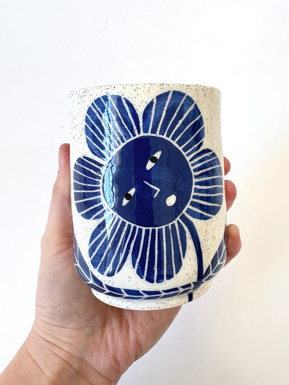 Ceramic Cup by Studio Soph - Blue Flower "Don't Waste My time"