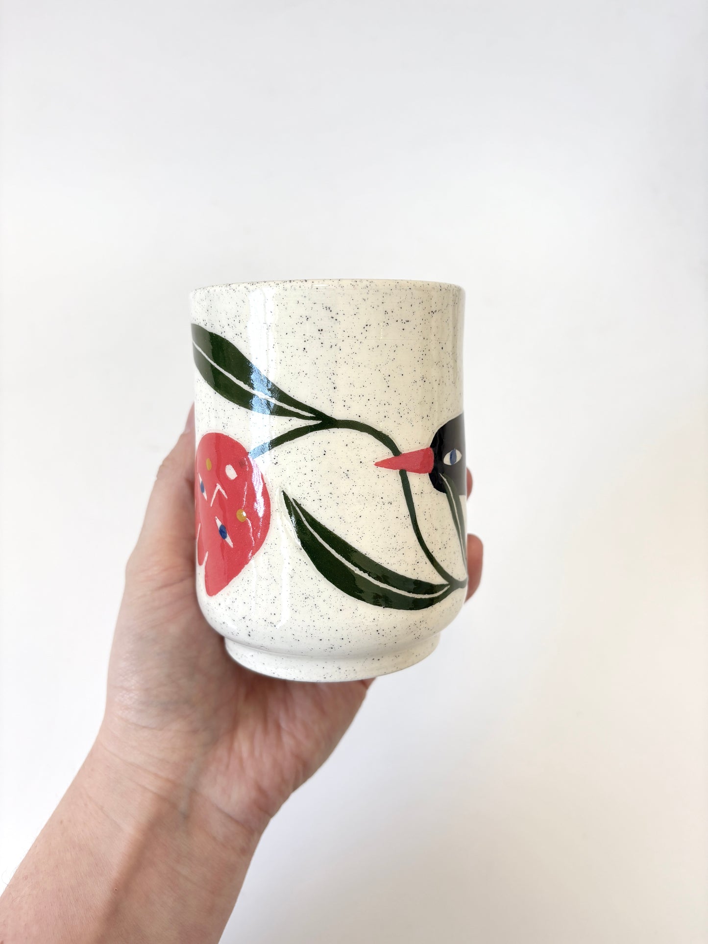 Ceramic Cup by Studio Soph - Black Bird and Tulip