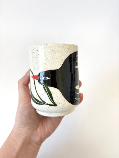 Ceramic Cup by Studio Soph - Black Bird and Tulip
