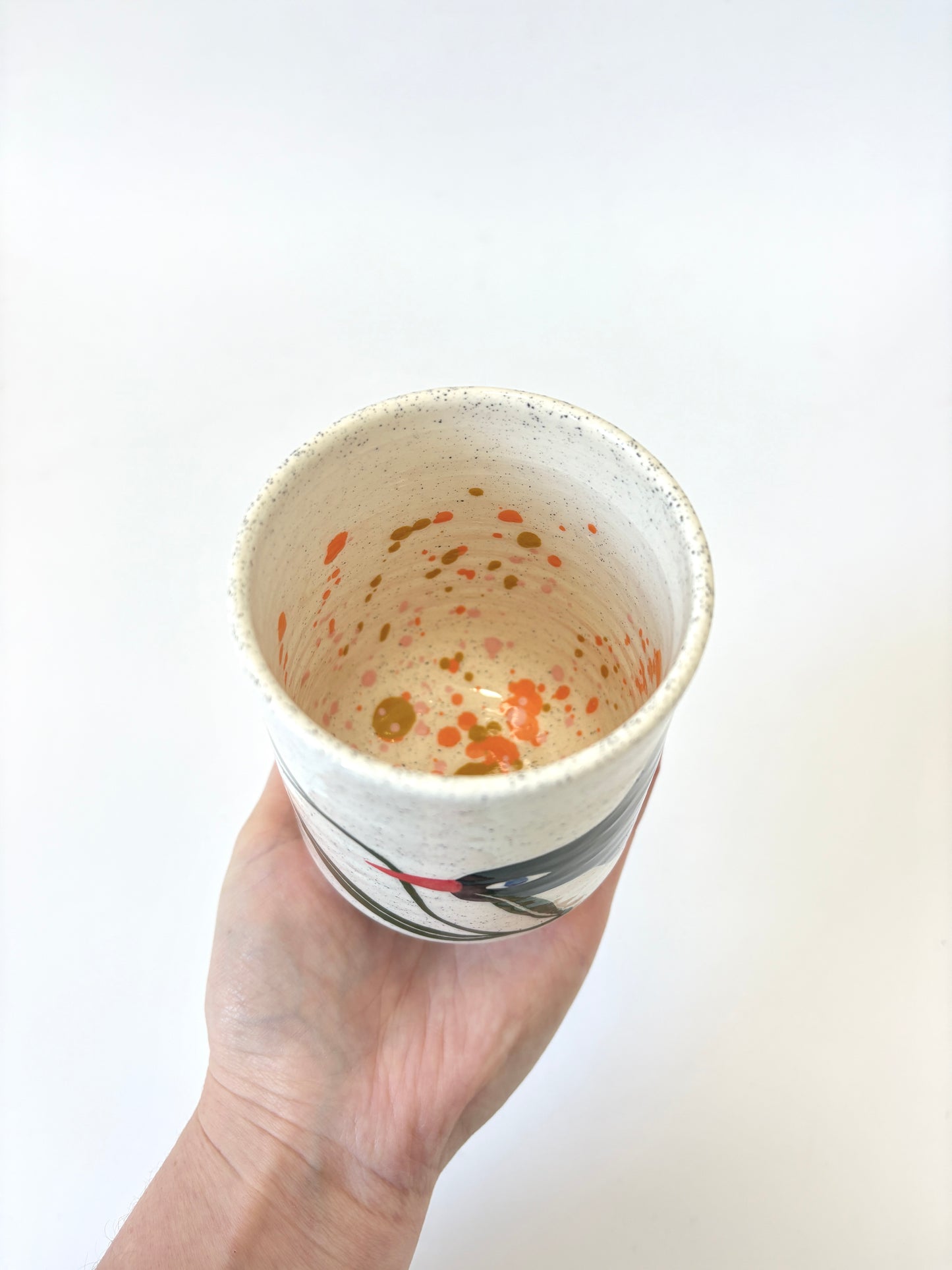 Ceramic Cup by Studio Soph - Black Bird and Tulip