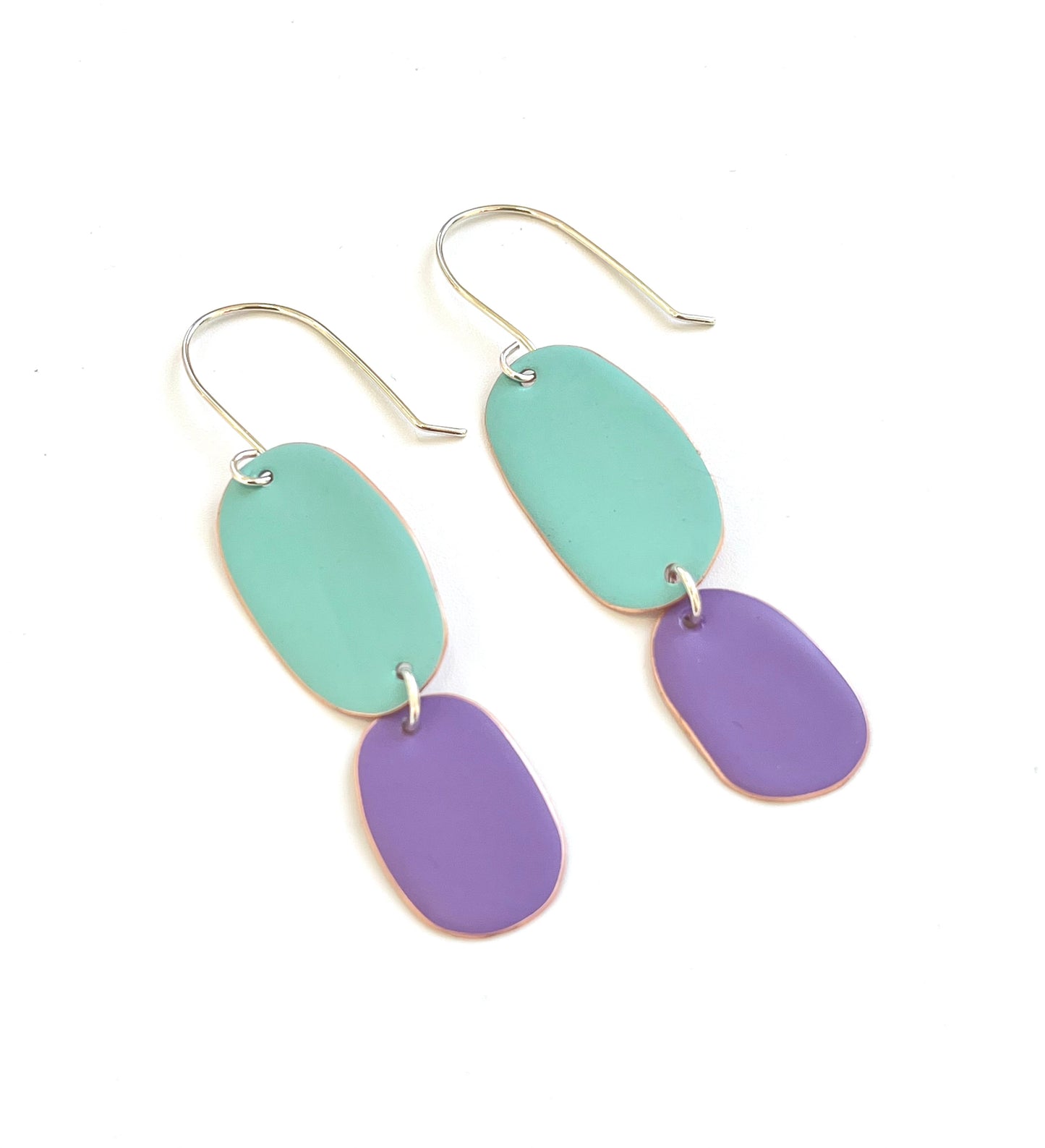 Double Drop Earrings - Light Turquoise / Violet