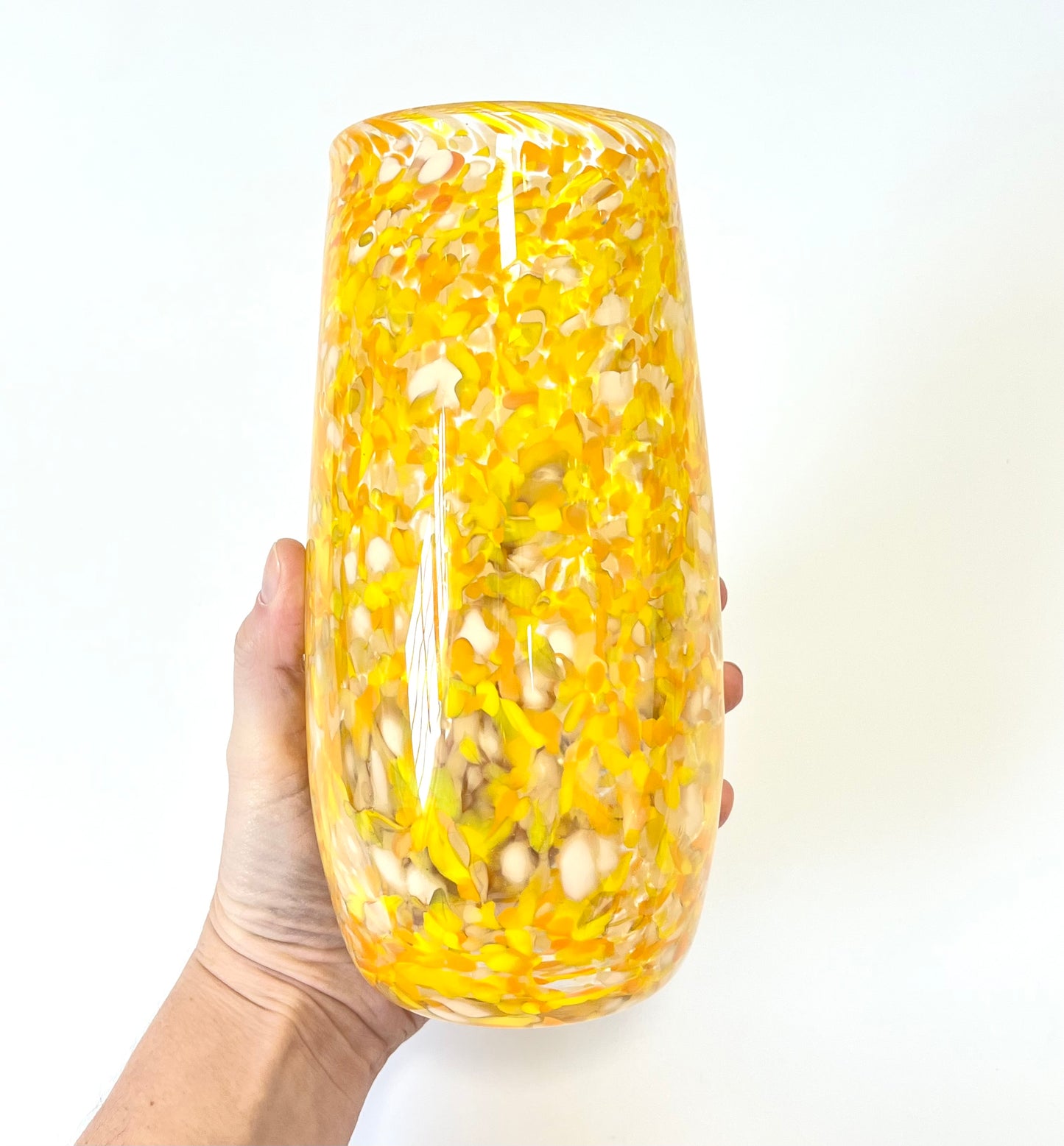 Handblown Glass Cylinder Vase - Orangey/Yellow -medium