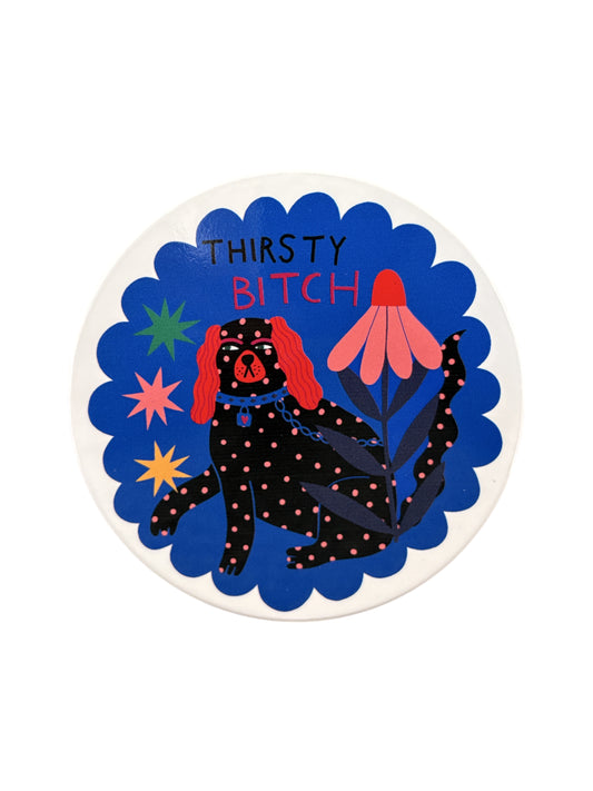 Ceramic Coaster - Thirsty Bitch Blue - by Studio Soph
