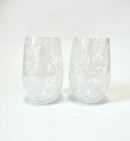 Special edition Handblown Glass Tumbler - Clear + White Flecks