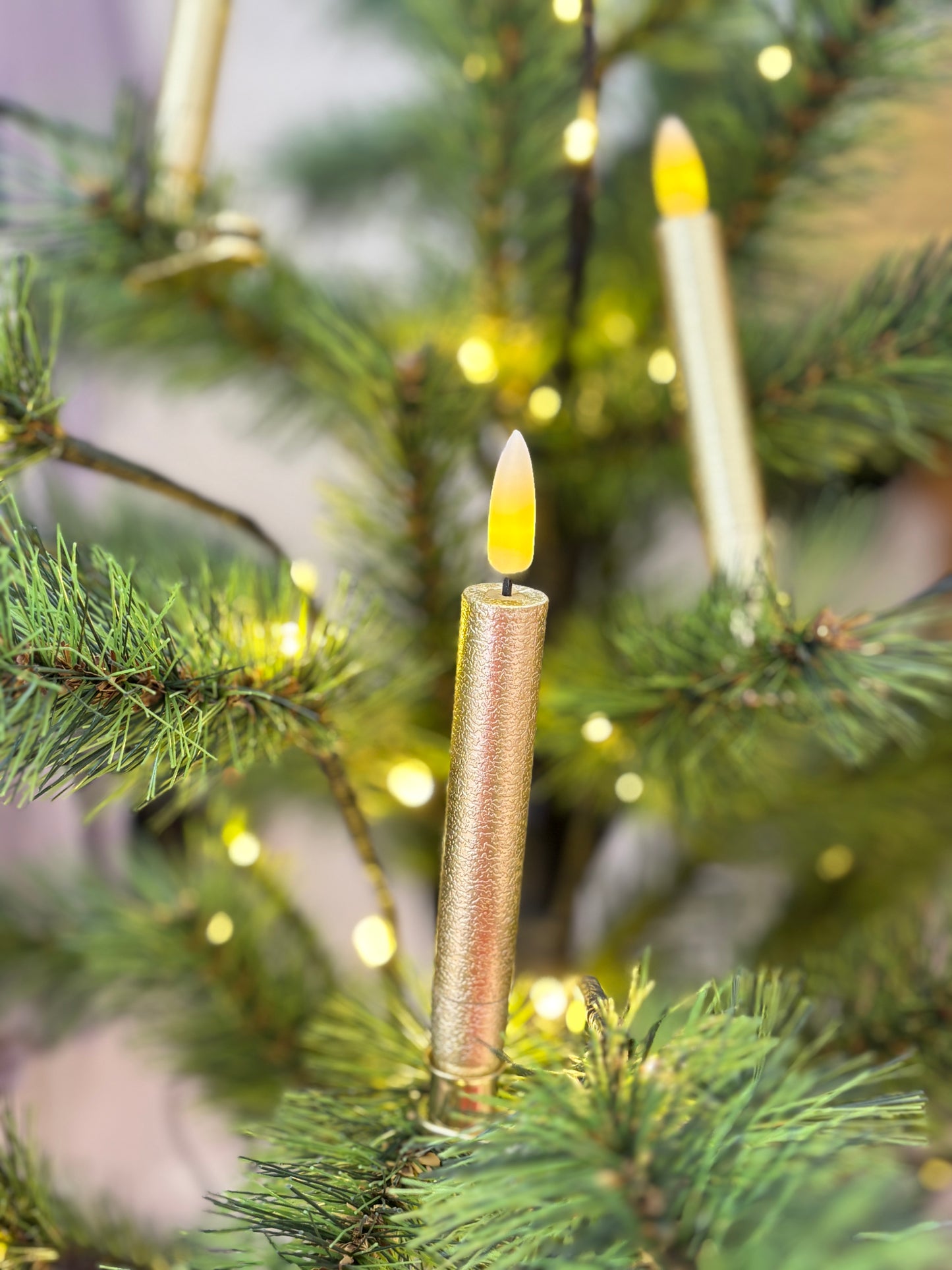 Gold Deluxe 10pcs Christmas Tree Candle Set