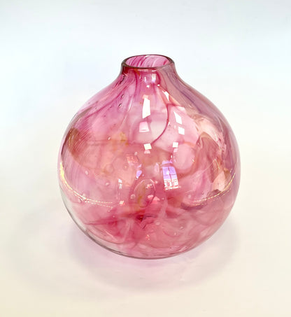 Handblown Glass Sphere Vase - Pink Marble #2