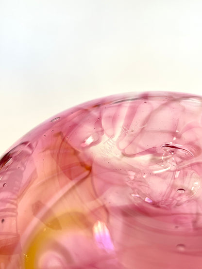 Handblown Glass Sphere Vase - Pink Marble #2