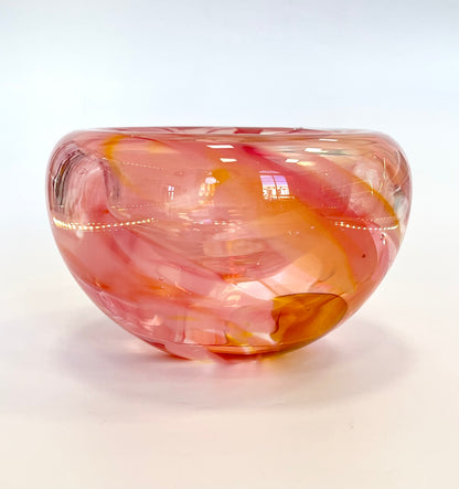 Large Handblown Glass "Fulvio" Bowl - Pink Marble