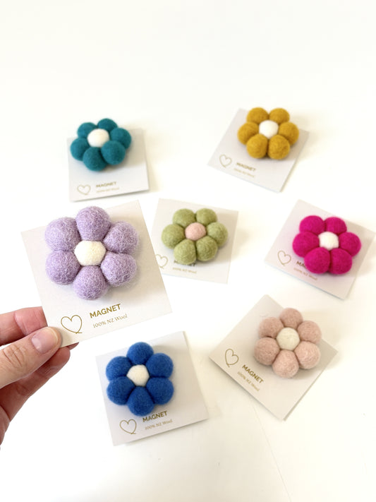Felted Wool Daisy Magnet - Assorted