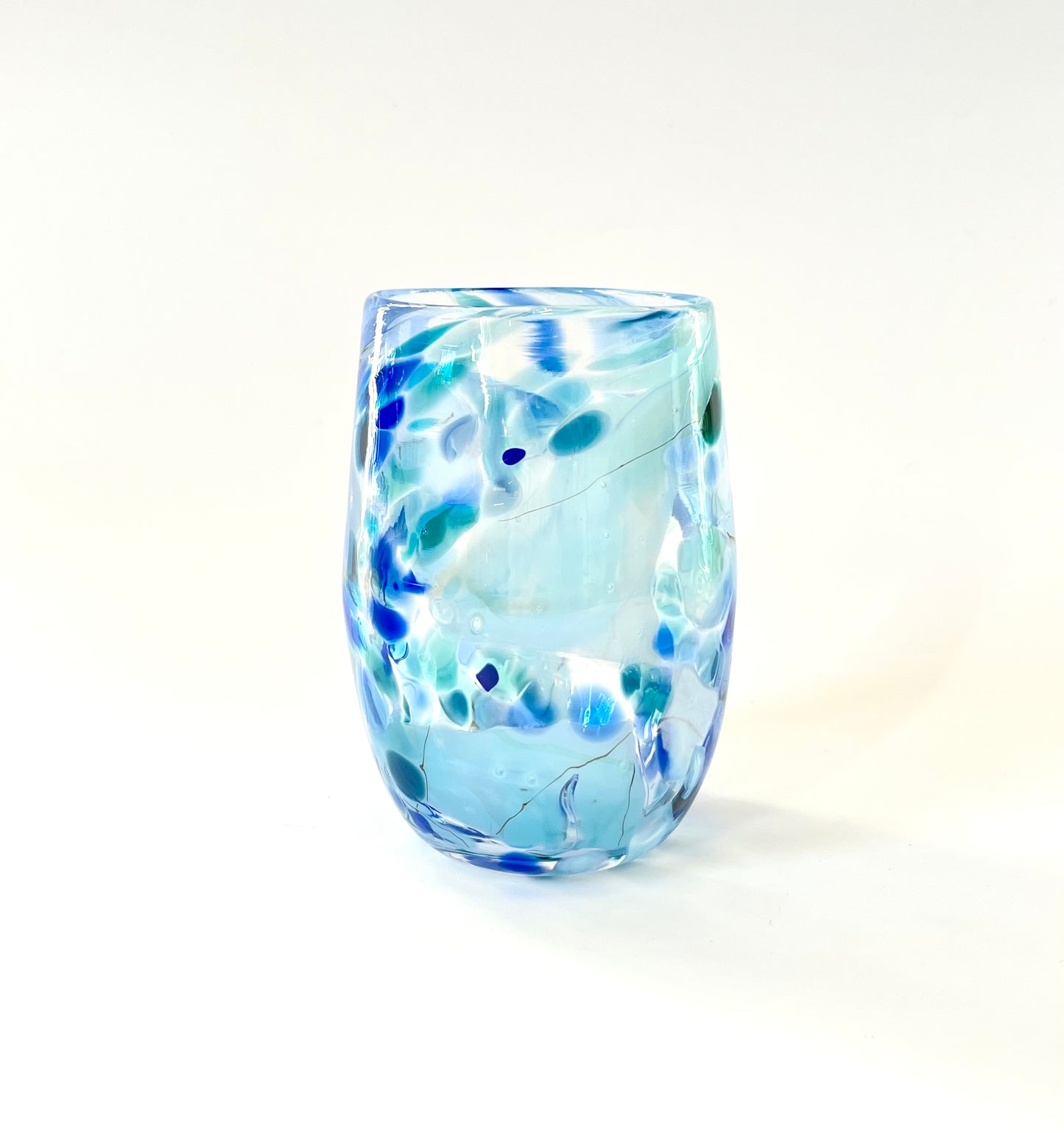 Handblown Glass Tumbler - Blue Shard