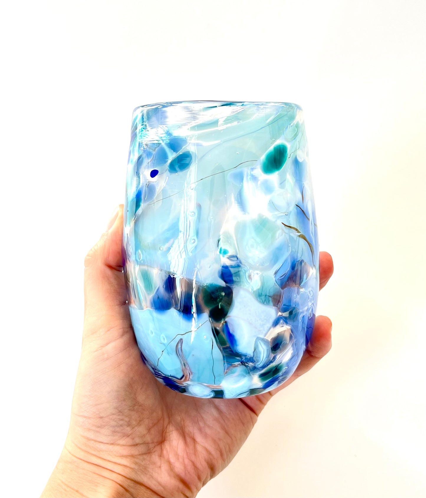 Handblown Glass Tumbler - Blue Shard