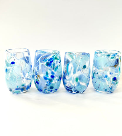 Handblown Glass Tumbler - Blue Shard