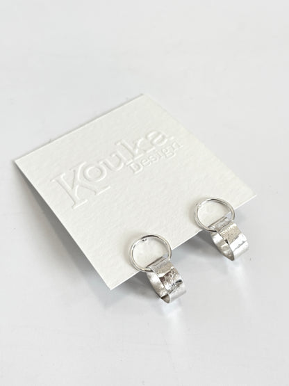 Silver Wide Hoop in Circle Stud earrings