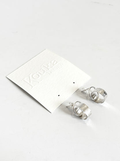 Silver Wide Hoop in Circle Stud earrings